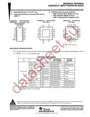 SN74AHC32PW datasheet  